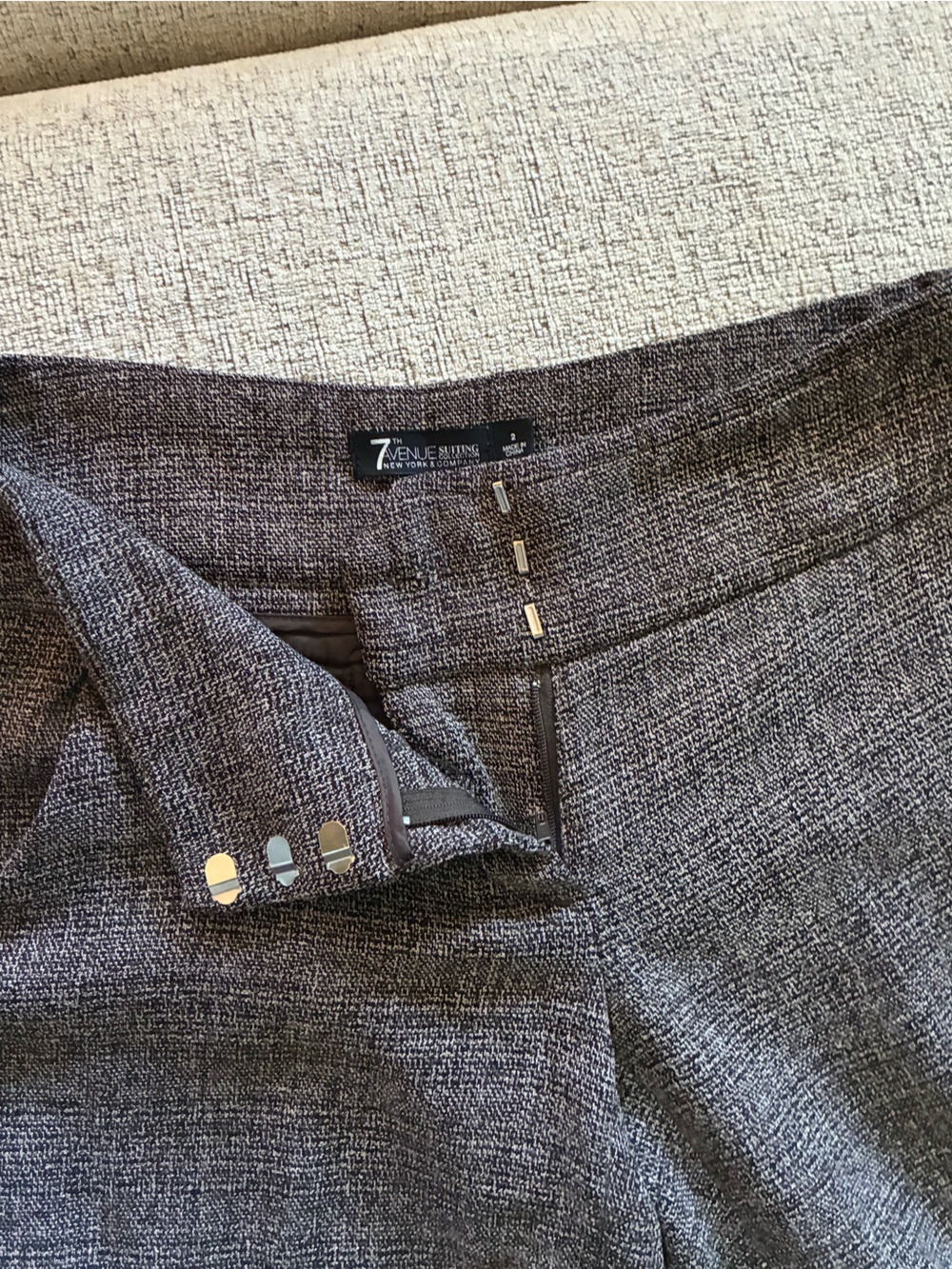 Talbots Gray Textured Straight-Leg Dress Pants